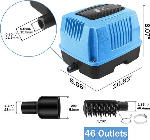 مضخة هواء خطية AquaMiracle AP-40/AP-60/AP-80/AP-160 لتهوية البركة، مضخة هواء للصرف الصحي، مضخة هواء مائية، 635/950/1350/2550GPH، للبركة، ومعالجة النفايات، وحوض السمك، ومزرعة الأسماك، مطعم للمأكولات البحرية in Kuwait