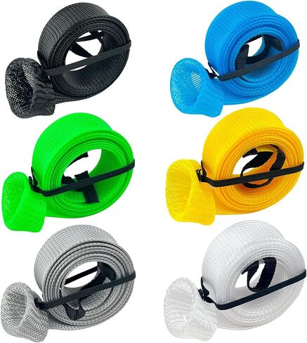 GuoHaw Fishing Rod Sleeve - 6 Pack 7ft Rod Socks with Elastic Lanyard - Fishing Pole Protector for Storing Or Hauling - Fishing Pole Sleeves for Spinning Fishing Rod,Casting Rod, Ice Rod, Fly Rod in Kuwait