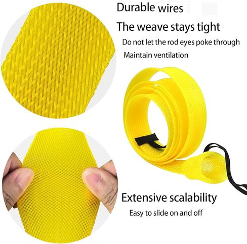 GuoHaw Fishing Rod Sleeve - 6 Pack 7ft Rod Socks with Elastic Lanyard - Fishing Pole Protector for Storing Or Hauling - Fishing Pole Sleeves for Spinning Fishing Rod,Casting Rod, Ice Rod, Fly Rod in Kuwait