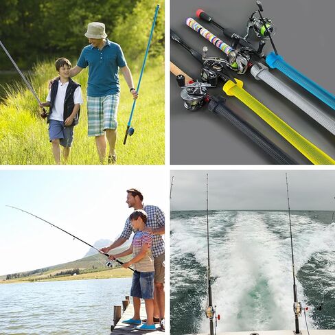 GuoHaw Fishing Rod Sleeve - 6 Pack 7ft Rod Socks with Elastic Lanyard - Fishing Pole Protector for Storing Or Hauling - Fishing Pole Sleeves for Spinning Fishing Rod,Casting Rod, Ice Rod, Fly Rod in Kuwait