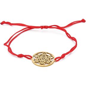 UNIFT Metatron's Cube Bracelet For Women Men Stainless Steel Geometry Hollow Out Style Charm Angel Seal Circle Star Of David Pendant Double Rope Bracelet Amulet Jewelry Gifts in Kuwait