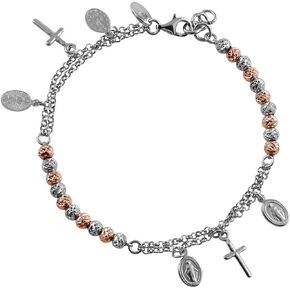 سوار من الفضة الإسترلينية عيار 925 من D Jewelry مزين بخرزات بدرجتين، قابل للتعديل من 7 إلى 7 بوصات طول in Kuwait