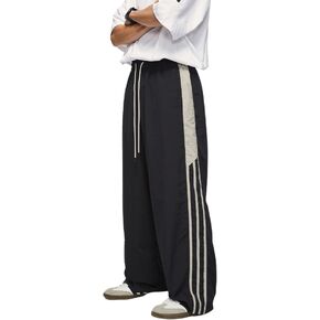 Aelfric Eden Striped Track Pants Men Parachute Pants Women Baggy Sweatpants Y2k Wide Leg Cargo Pants with Drawstring