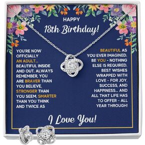 FG Family Gift Mall 18th Birthday Gifts For 18 Year Old Girl Birthday Gift Ideas For Her Happy 18th Birthday Card Best Top Jewelry Gifts For Girls With Message Card and Gift Box (Standard Box, 18th Storm Eternal)