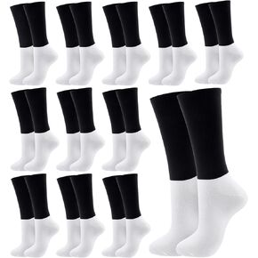 Ramede 12 Pairs Black and White Military Boot Socks Uniform Socks Crew Boot Socks Cotton Healthy Black Dress Socks for Men Women Office Army