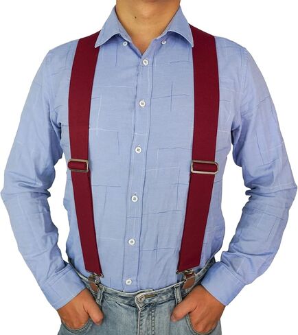 Melo Tough Men's Suspenders Fully Elastic 2 inch Wide X back Heavy Duty Tradesperson's Pants Suspender in Saudi Arabia
