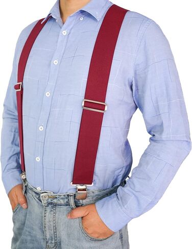 Melo Tough Men's Suspenders Fully Elastic 2 inch Wide X back Heavy Duty Tradesperson's Pants Suspender in Saudi Arabia