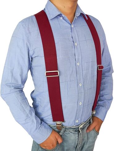 Melo Tough Men's Suspenders Fully Elastic 2 inch Wide X back Heavy Duty Tradesperson's Pants Suspender in Saudi Arabia