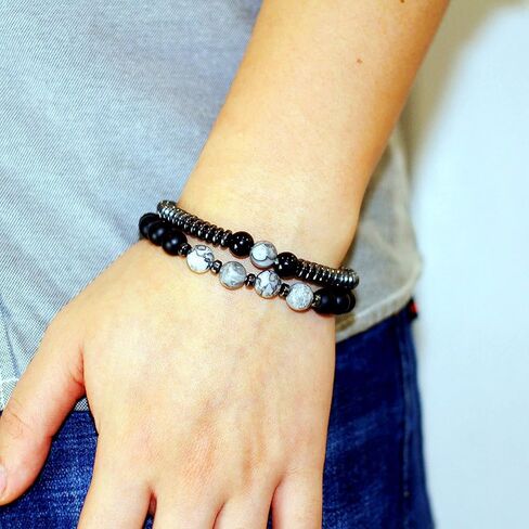 WEFRIN حجر السج الأسود مع سوار الهيماتيت للرجال والنساء مجوهرات صحية للطاقة والتهاب المفاصل والشفاء أساور كريستال تجلب الحظ والازدهار والسعادة in Kuwait