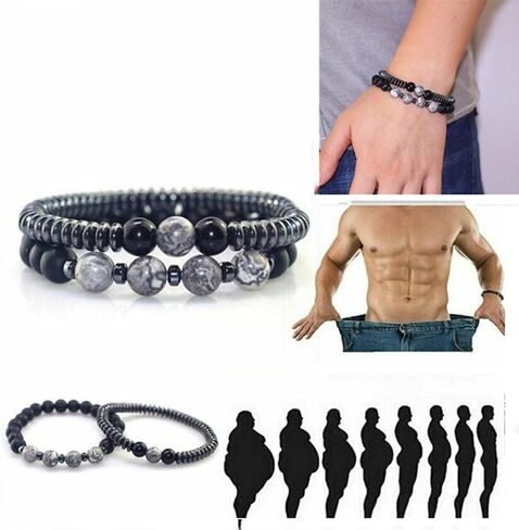 WEFRIN حجر السج الأسود مع سوار الهيماتيت للرجال والنساء مجوهرات صحية للطاقة والتهاب المفاصل والشفاء أساور كريستال تجلب الحظ والازدهار والسعادة in Kuwait