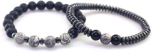 WEFRIN حجر السج الأسود مع سوار الهيماتيت للرجال والنساء مجوهرات صحية للطاقة والتهاب المفاصل والشفاء أساور كريستال تجلب الحظ والازدهار والسعادة in Kuwait