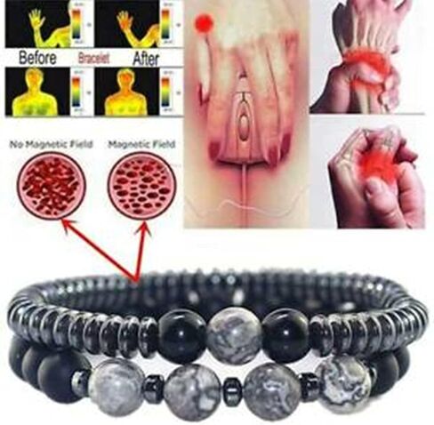 WEFRIN حجر السج الأسود مع سوار الهيماتيت للرجال والنساء مجوهرات صحية للطاقة والتهاب المفاصل والشفاء أساور كريستال تجلب الحظ والازدهار والسعادة in Kuwait