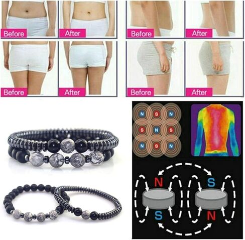 WEFRIN حجر السج الأسود مع سوار الهيماتيت للرجال والنساء مجوهرات صحية للطاقة والتهاب المفاصل والشفاء أساور كريستال تجلب الحظ والازدهار والسعادة in Kuwait