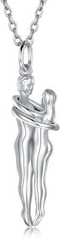 zaxsj Hug Couple Necklace 925 Sterling Silver Hugging Pendant Necklace Jewelry Valentine's Day Gifts for Women Wife Girlfriend in Kuwait