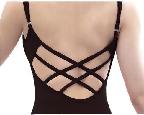 DanceForma Black Cross Back Adjustable Camisole Leotard Skwodico LEW2203 in Saudi Arabia