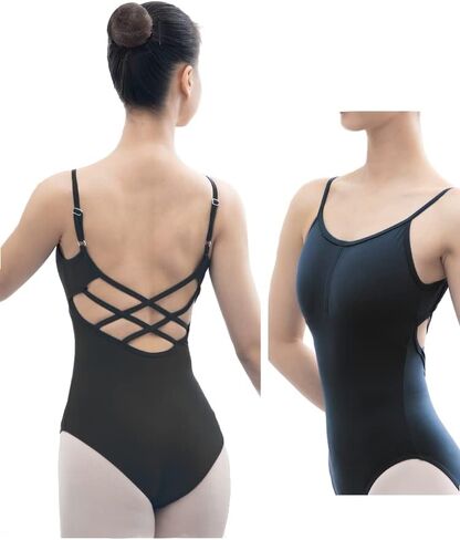 DanceForma Black Cross Back Adjustable Camisole Leotard Skwodico LEW2203 in Saudi Arabia