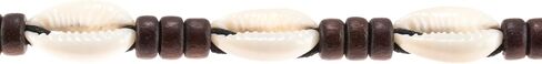 Cowrie Shells Anklet Bracelet on Black Cord with Brown Wood Beads in Saudi Arabia