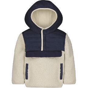 LONDON FOG Baby Boys Hooded Pull on Toddler Midweight Coat, Soft Fleece and Puffer Jacket