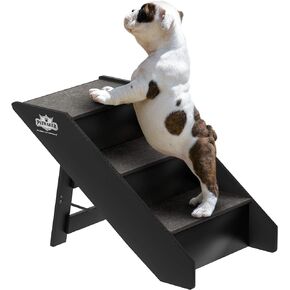 Pet Stairs - Home and Vehicle Nonslip Carpeted Dog Steps with 4-Step Design - for Puppies, Kittens, and Other Small Pets by PETMAKER (Gray)