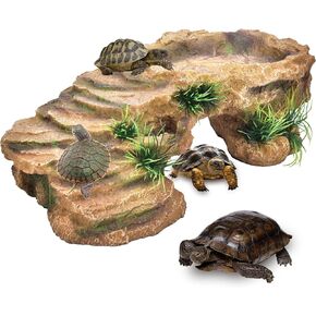 Panghuhu88 Turtle Basking Platform, Reptile Basking Platform, Turtle Platform for Aquarium, Resin Dock Resting Rectangular Aquarium Turtle Tank Decorations for Bearded Dragons, Lizard, Newts