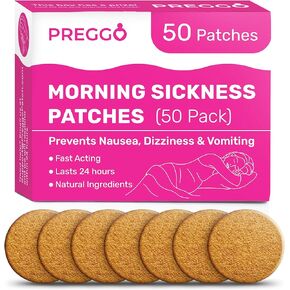 Preggo Morning Sickness Relief Patches | Supports Nausea Relief for Pregnant Women, Safe to use with Nausea Candy, Natural Ingredients | Pack of 50 in Saudi Arabia