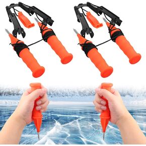 Gisafai 4 Pcs Retractable Ice Safety Picks Safety Kits for Ice Fishing and Ice Skating Ice Fishing Emergency Gear Accessories(Yellow Whistle, Orange Safety Pick, Separate Style) in Saudi Arabia