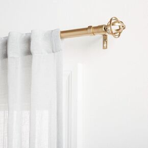 Exclusive Home Jetson 1" Curtain Rod and Coordinating Finial Set, Gold, Adjustable 36"-72"