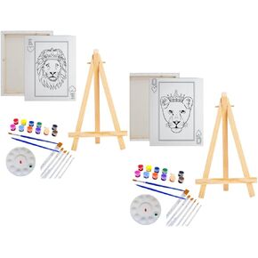 Pre Drawn Canvas Paint Kit | Teen, Kids and Adult Sip and Paint Party | DIY Date Night Couple Activity| Canvas Boards for painting| KING & QUEEN OF HEARTS (S 8x10 CANVAS ONLY)