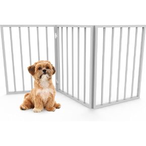 PETMAKER Pet Gate – Dog Gate for Doorways, Stairs or House– Freestanding, Folding, Accordion Style, Wooden Indoor Dog Fence (24-Inch, White) in Saudi Arabia