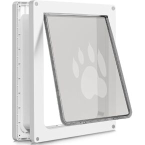 CEESC Large Dog Door for Pets Up to 100 lb, Weatherproof Pet Door for Cats and Dogs, Durable, Snap-in Closing Panel Included, Suitable for Interior and Exterior Doors (Large, White)