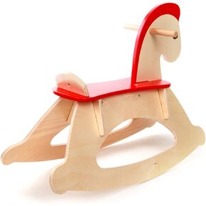 Hape Rock and Ride Kid's Wooden Rocking Horse, Beige, L: 26.6, W: 11.1, H: 20.6 inch