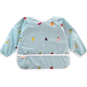 Waterproof Long Sleeve Bib – Machine Washable Baby Bibs for Eating – Baby Smock Bib for Toddler – BLW Supplies for Baby in Kuwait