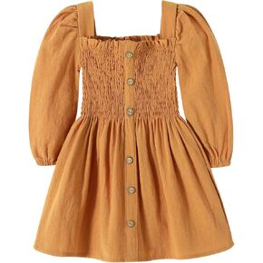 Happy Town Toddler Girl Dress Long Sleeve Play Wear Dress Baby Solid Color Casual Fall Winter Clothes in Kuwait
