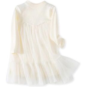 POPOLAR Toddler Baby Girls Long Sleeve Knit Sweater Tutu Dresses Sequins Casual Fall Winter Birthday Dress 1-5 Years