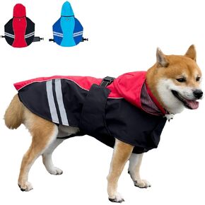 Dog Raincoat for Medium Large Extra Large Dogs, Waterproof Rain Jacket with Reflective Strap, Lightweight Hoodies Full-Body Coverage Dry Clothes (M, Blue) in Kuwait