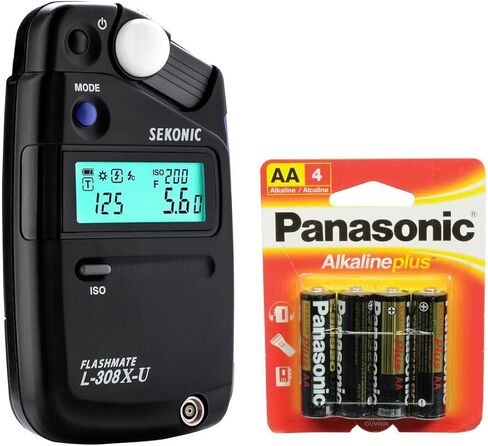 جهاز قياس الضوء الرقمي Flashmate L-308X-U من Sekonic - متعدد الاستخدامات للتصوير الفوتوغرافي والسينمائي مع بطاريات باناسونيك AA in Kuwait