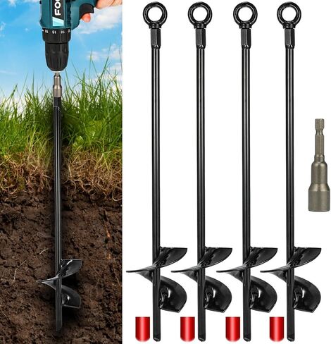 Earth Ground Anchor 18 Inch Heavy Duty Earth Anchors(1pcs)，3" Helix Diameter, Easy to Use with Drill，Can Be Used Canopies, Car Ports, Sheds, Swing Sets, Trampoline，Securing Animals in Saudi Arabia