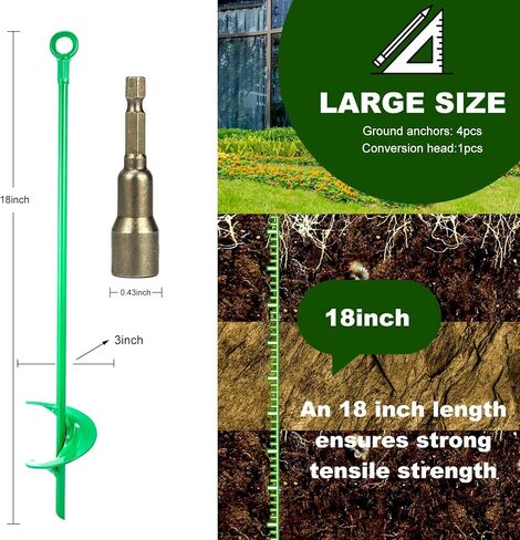 Earth Ground Anchor 18 Inch Heavy Duty Earth Anchors(1pcs)，3" Helix Diameter, Easy to Use with Drill，Can Be Used Canopies, Car Ports, Sheds, Swing Sets, Trampoline，Securing Animals in Saudi Arabia
