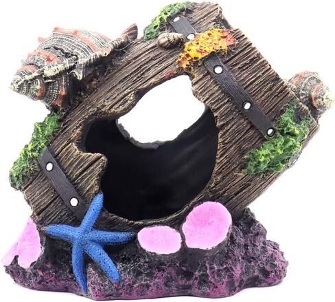 Small Cute Barrel Fish Tank Decorations Aquarium Hideaway Cave House with Shell in Saudi Arabia