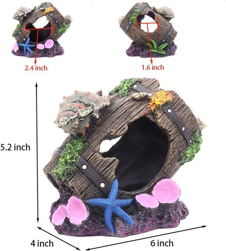 Small Cute Barrel Fish Tank Decorations Aquarium Hideaway Cave House with Shell in Saudi Arabia