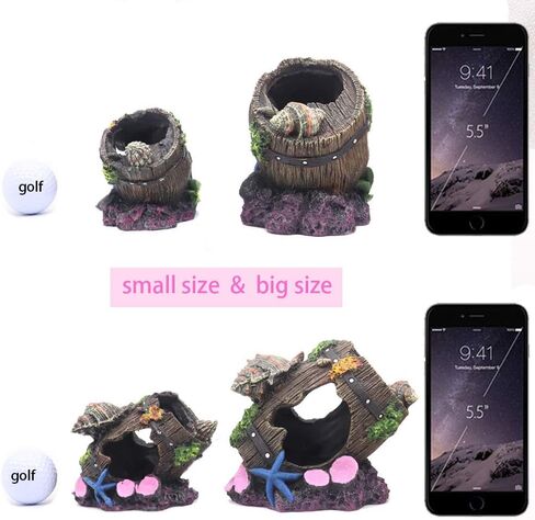 Small Cute Barrel Fish Tank Decorations Aquarium Hideaway Cave House with Shell in Saudi Arabia
