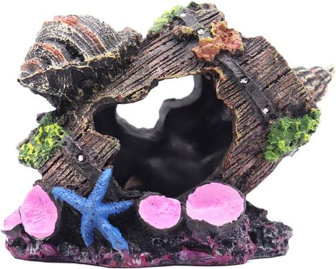 Small Cute Barrel Fish Tank Decorations Aquarium Hideaway Cave House with Shell in Saudi Arabia