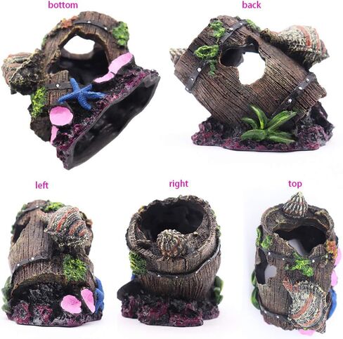 Small Cute Barrel Fish Tank Decorations Aquarium Hideaway Cave House with Shell in Saudi Arabia