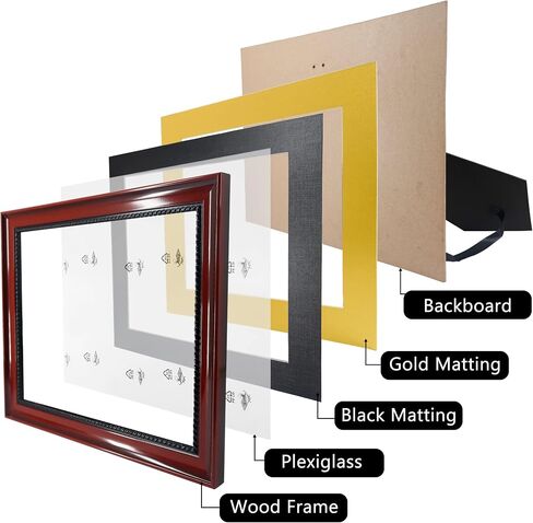 إطار درجة دبلوم GMFrames 8.5x11 مع حصيرة أو عرض 11x14 شهادات بدون حصيرة، خشب صلب، لمسة نهائية من الكرز مع تفاصيل حبل أسود معقدة، أكريليك للحماية من الأشعة فوق البنفسجية in Kuwait