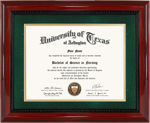 إطار درجة دبلوم GMFrames 8.5x11 مع حصيرة أو عرض 11x14 شهادات بدون حصيرة، خشب صلب، لمسة نهائية من الكرز مع تفاصيل حبل أسود معقدة، أكريليك للحماية من الأشعة فوق البنفسجية in Kuwait