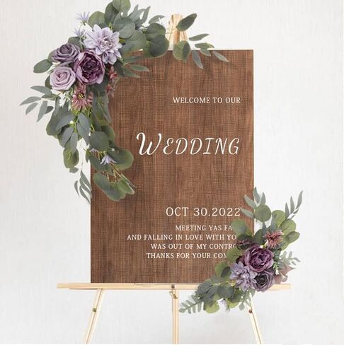 Red Artificial Flower Swag (Set of 2) for Welcome Sign Wedding Arch Flower Floral Swag Decor Wedding Ceremony Reception Party Table Home Decoration Burgundy and Navy Blue in Kuwait