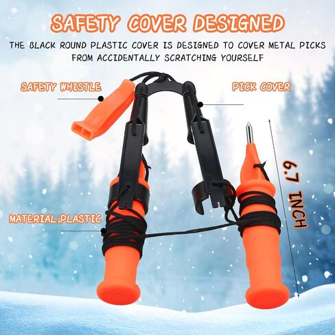 Gisafai 4 Pcs Retractable Ice Safety Picks Safety Kits for Ice Fishing and Ice Skating Ice Fishing Emergency Gear Accessories(Yellow Whistle, Orange Safety Pick, Separate Style) in Saudi Arabia