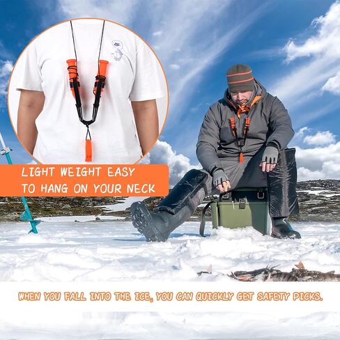 Gisafai 4 Pcs Retractable Ice Safety Picks Safety Kits for Ice Fishing and Ice Skating Ice Fishing Emergency Gear Accessories(Yellow Whistle, Orange Safety Pick, Separate Style) in Saudi Arabia