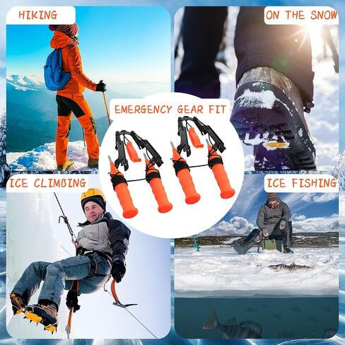 Gisafai 4 Pcs Retractable Ice Safety Picks Safety Kits for Ice Fishing and Ice Skating Ice Fishing Emergency Gear Accessories(Yellow Whistle, Orange Safety Pick, Separate Style) in Saudi Arabia