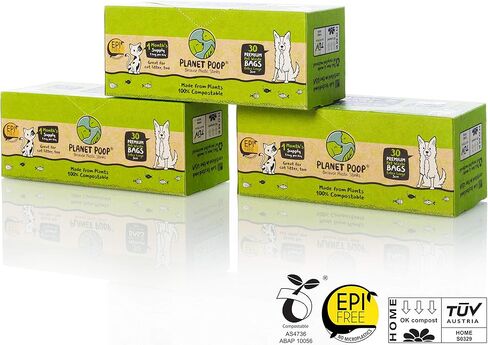 PLANET POOP Home أكياس الكلب القابلة للتحلل 90، حجم XL صندوق فضلات القطط، كيس نفايات هزلي مع مقابض، سلة دوارة للكلاب، حجم بقالة كبير جدًا، مستلزمات الحيوانات الأليفة in Kuwait